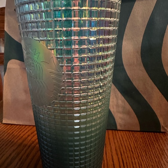 New Starbucks 2023 Jade Green, Gradient Grid 24oz Cup Tumbler Ombre - Picture 2 of 6
